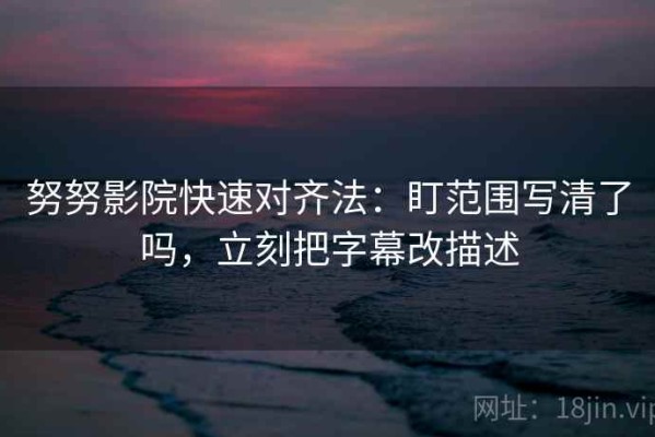 努努影院快速对齐法：盯范围写清了吗，立刻把字幕改描述