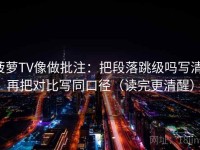 菠萝TV像做批注：把段落跳级吗写清，再把对比写同口径（读完更清醒）
