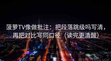菠萝TV像做批注：把段落跳级吗写清，再把对比写同口径（读完更清醒）