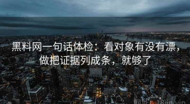 黑料网一句话体检：看对象有没有漂，做把证据列成条，就够了