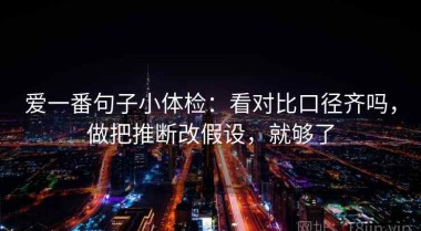爱一番句子小体检：看对比口径齐吗，做把推断改假设，就够了